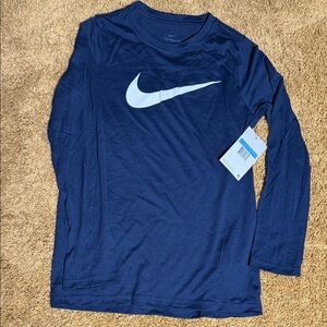 Nike Navy Long Sleeve Tee with White Swoosh
